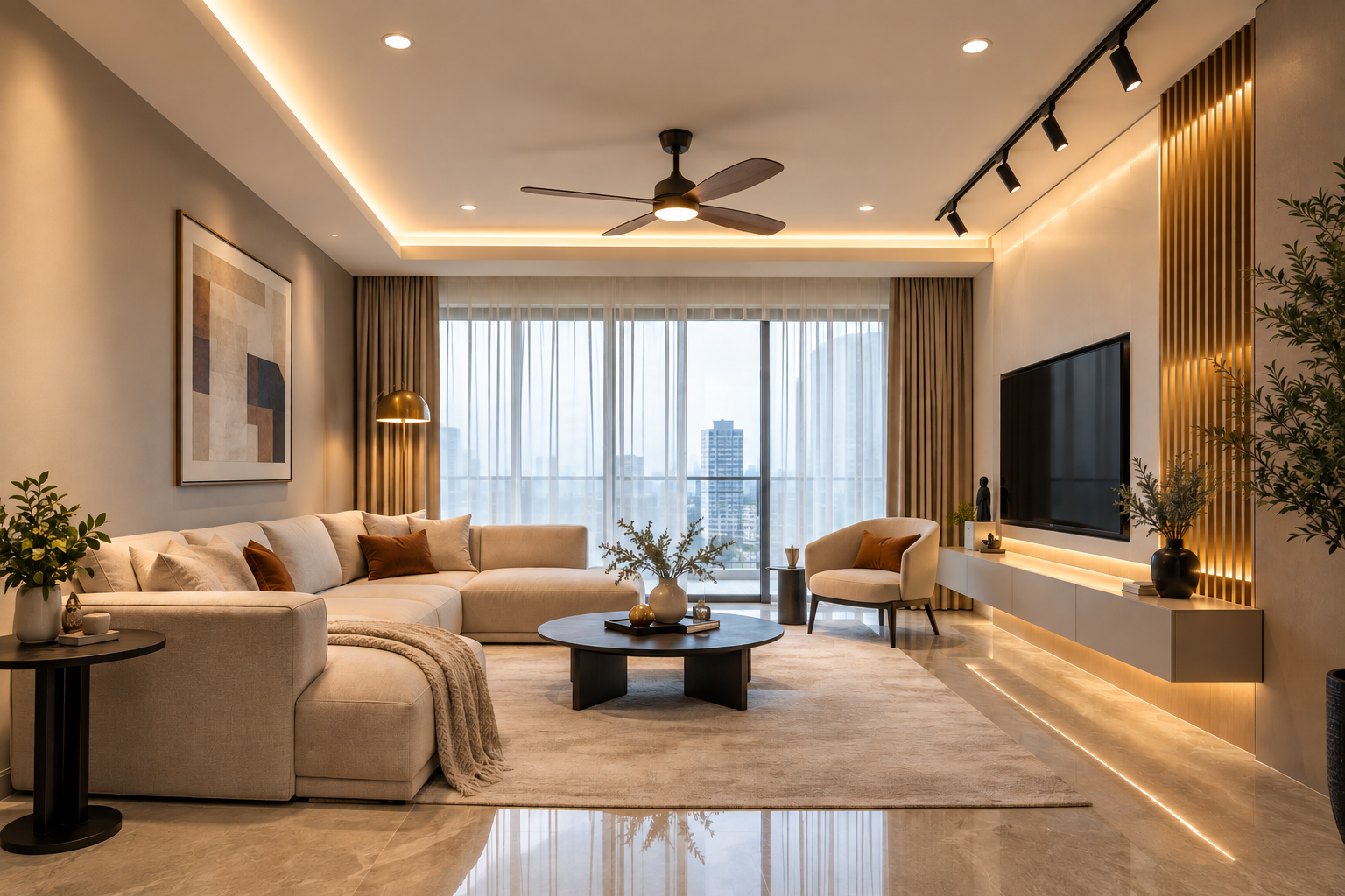 Modern living room lighting