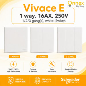 Schneider Vivace E, 1 way, 16AX, 250V, 1/2/3 gang(s), white, Switch