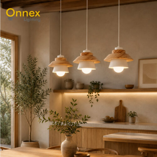 1 Nordic Timber Pendant Light - White / Black