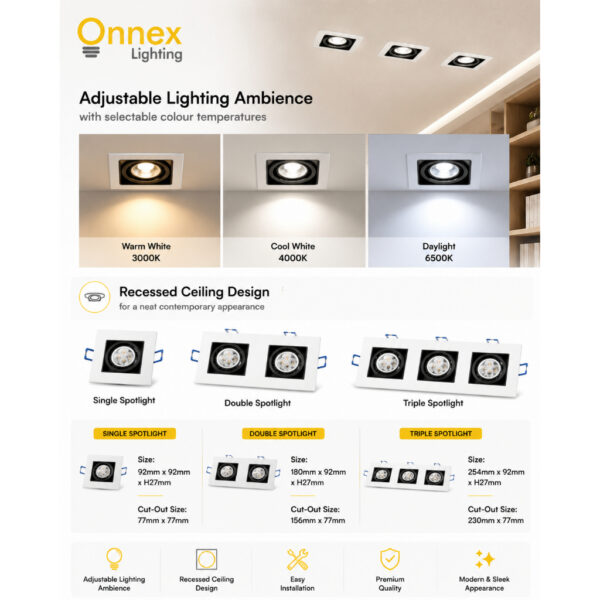 1 Recessed SQ Spotlight WH (Includes GU10 Bulb)