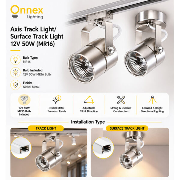 1 Axis Track Light/ Surface Track Light 12V 50W (MR16)