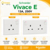 Schneider Vivace E, 13A, 250V, 1/2 gang(s), white, Switched socket