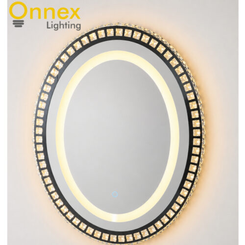 Lunara Oval Crystal LED Mirror – Touch Sensor Bathroom Vanity Mirror