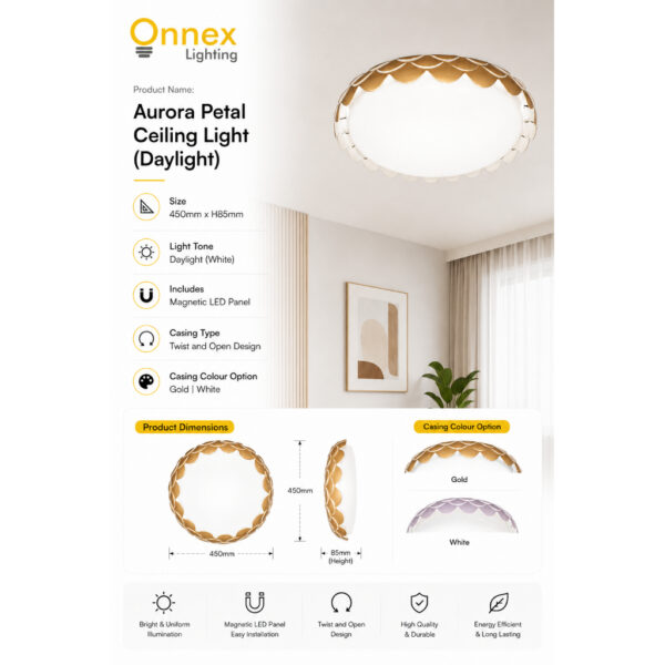 2 Aurora Petal Ceiling Light (Daylight)