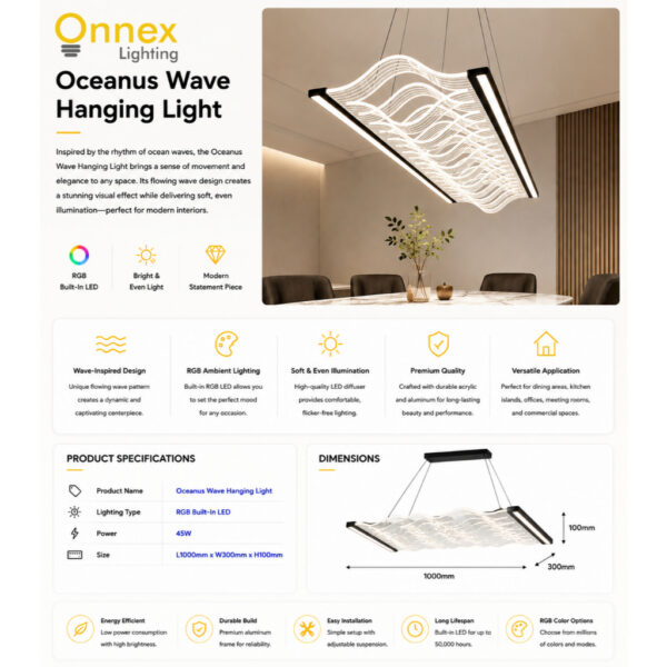 2 Oceanus Wave Hanging Light
