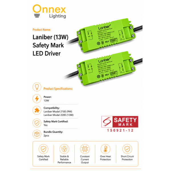 2 Laniber (13W) Safety Mark LED Driver (Bundle of 2pcs)