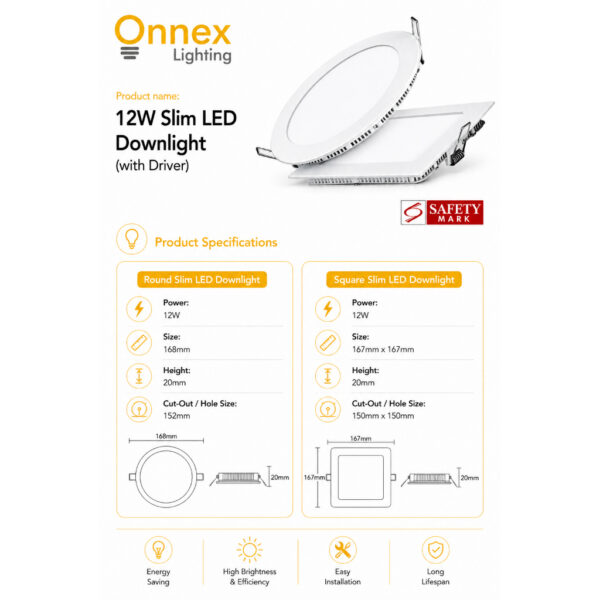 2 12W Slim LED Downlight (with Driver)