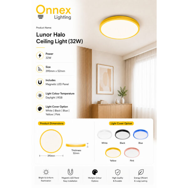 2 Lunor Halo Ceiling Light (32W)