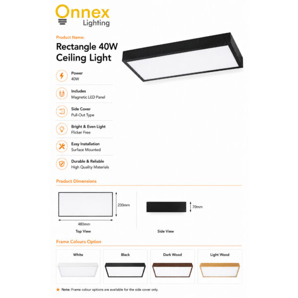 Modern Rectangle (40W) Ceiling Light