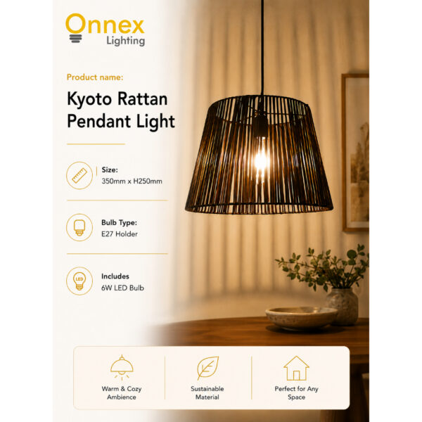 2 Kyoto Rattan Pendant Light