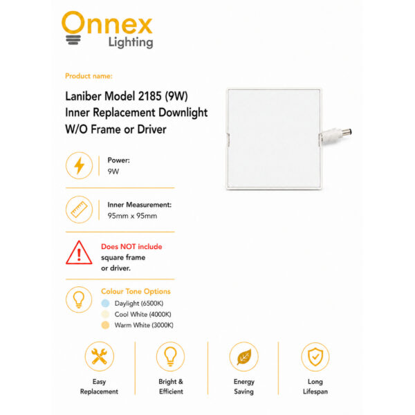 2 Laniber Model 2185 (9W) Inner Replacement Downlight (NO Frame & NO Driver Given)