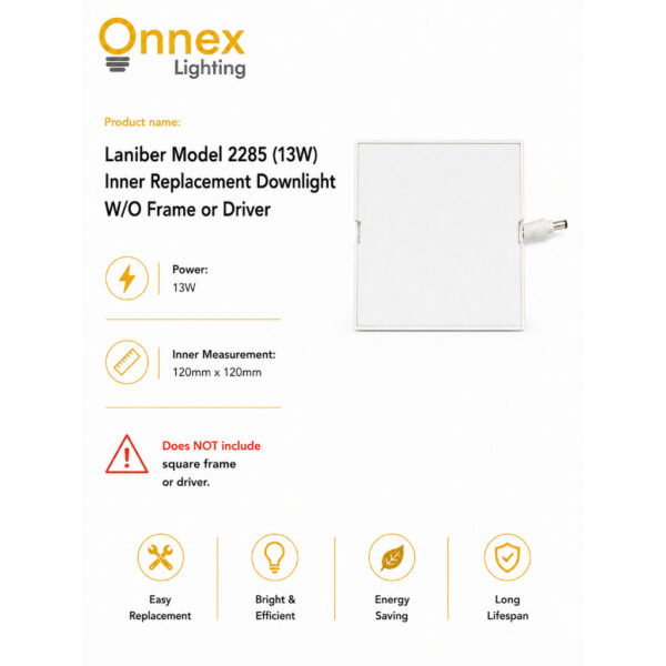 2 Laniber Model 2285 (13W) Inner Replacement Downlight (NO Frame & NO Driver Given)