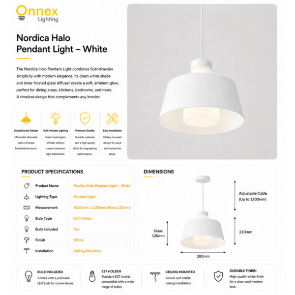 2 Nordica Halo Pendant Light – White