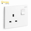 Legrand Galion - 1/2 gang British Standard switched single pole socket outlet - 13A - White