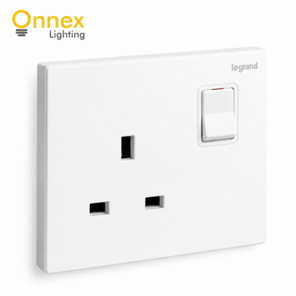 Legrand Galion - 1/2 gang British Standard switched single pole socket outlet - 13A - White