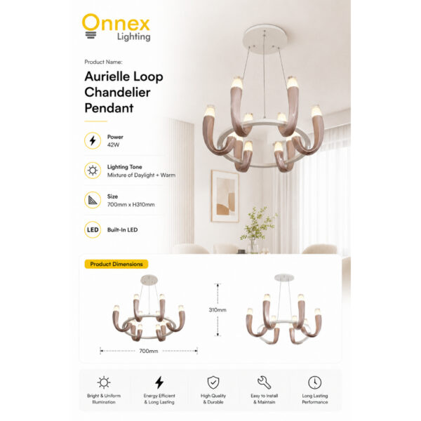 2 Aurielle Loop Chandelier Pendant