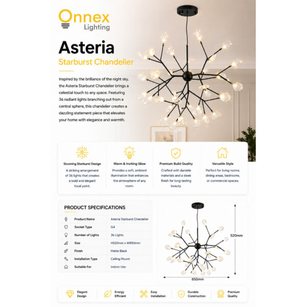 2 Asteria Starburst Chandelier