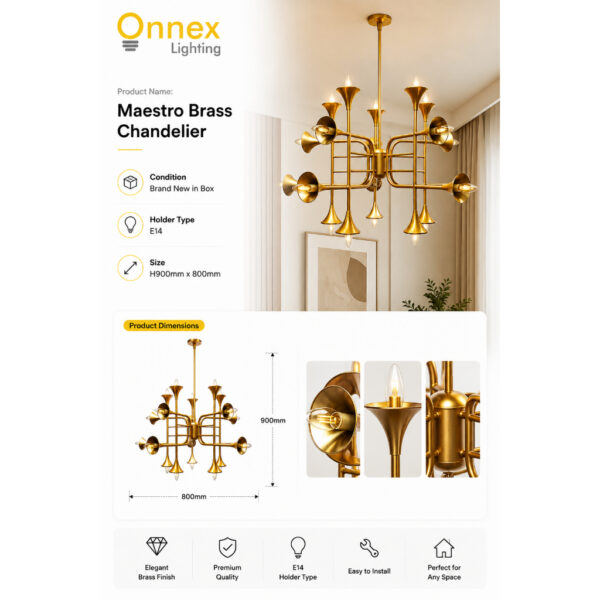 2 Maestro Brass Chandelier