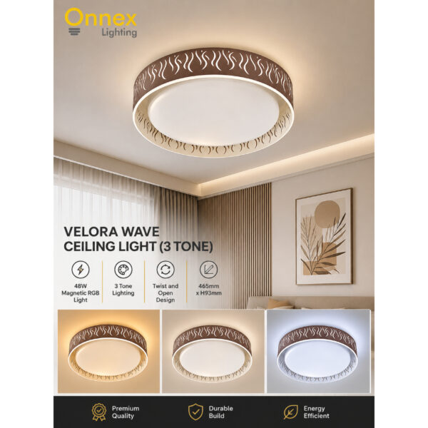 2 Velora Wave Ceiling Light (3Tone)