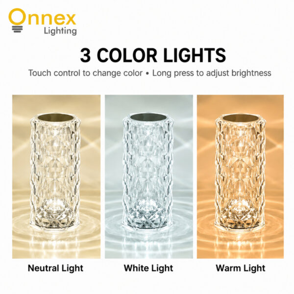3 Elysian Diamond Touch-LED Table Lamp