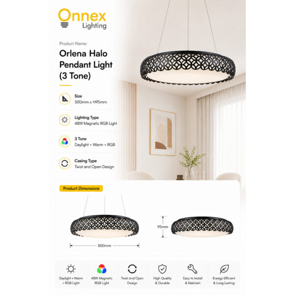 3 Orlena Halo Pendant Light (3 Tone)