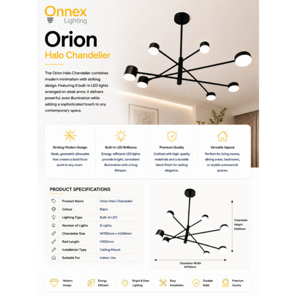 3 Orion Halo Chandelier