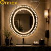3 Lunara Oval Crystal LED Mirror – Touch Sensor Bathroom Vanity Mirror