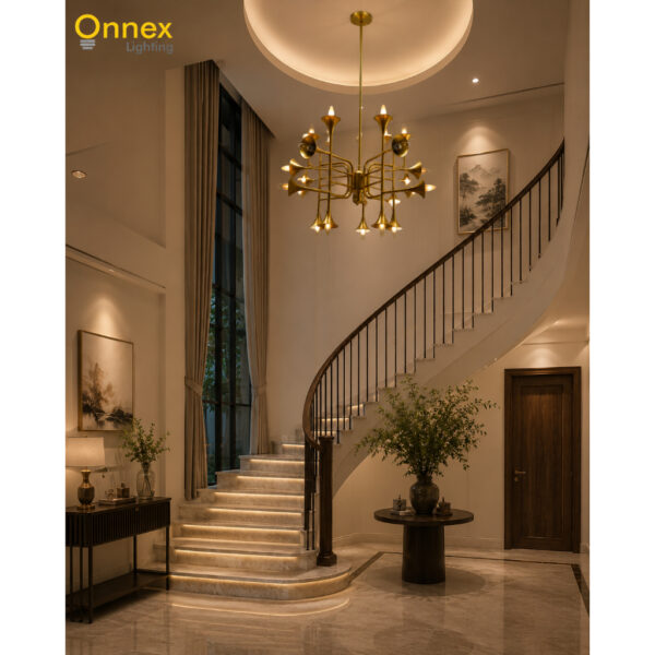 3 Maestro Brass Chandelier
