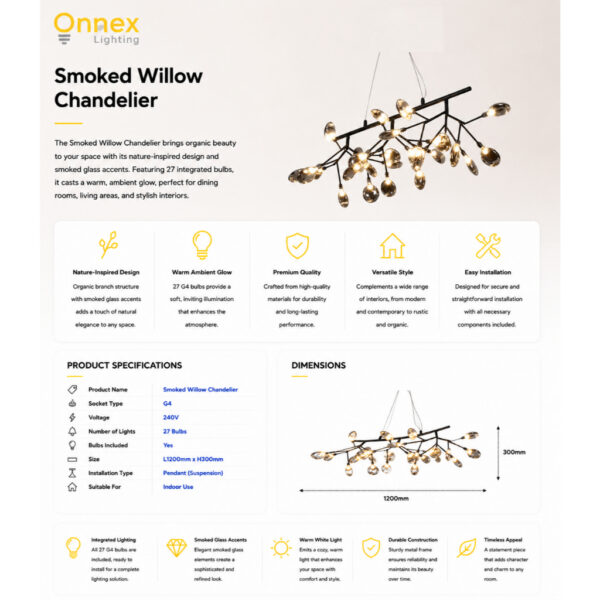 3 Willow Chandelier (Grey | Clear)