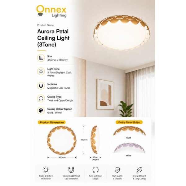 3 Aurora Petal Ceiling Light (3Tone)