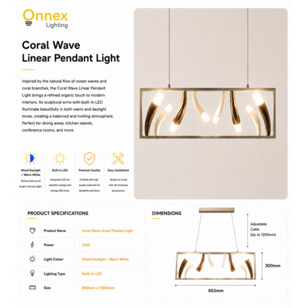 4 Coral Wave Linear Pendant Light