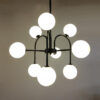 4 Nova Frosted Globe Pendant Light - Black Frame