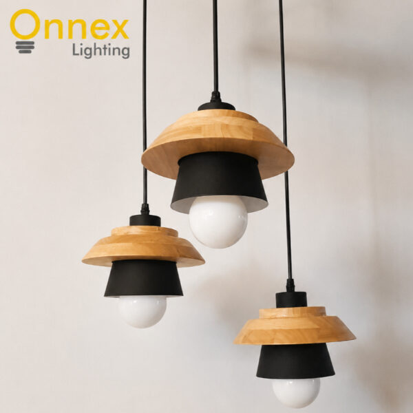 5 Nordic Timber Pendant Light - White / Black