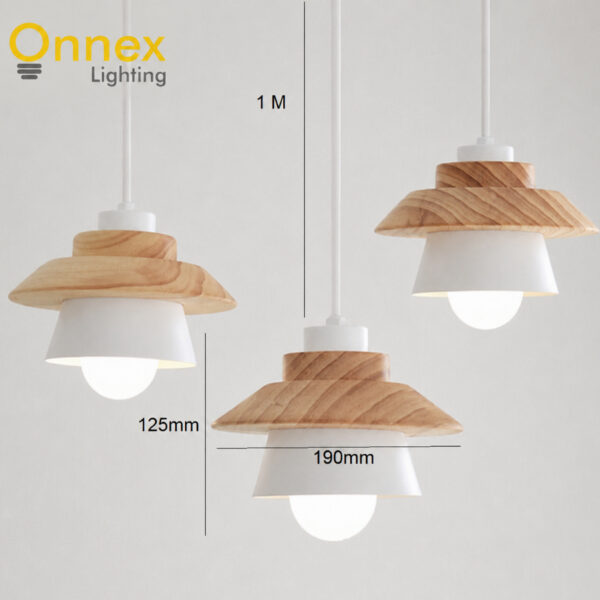 6 Nordic Timber Pendant Light - White / Black