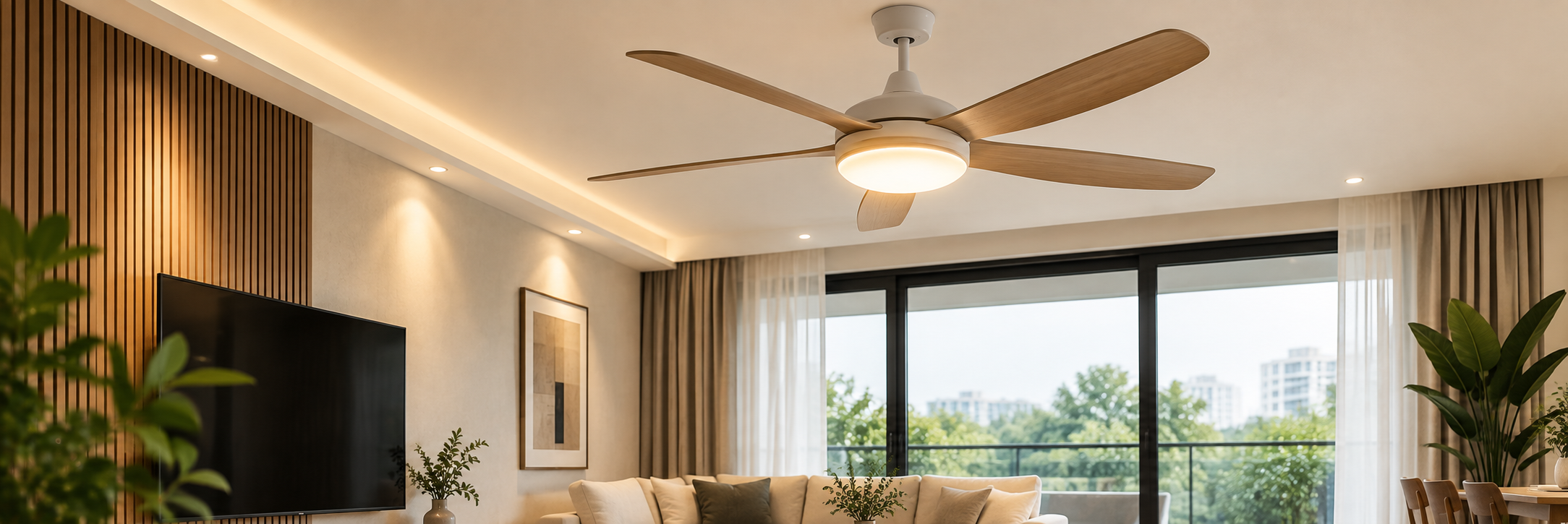 light fan Fanco Co-Fan Hugger DC Ceiling Fan – Perfect for Low Ceilings